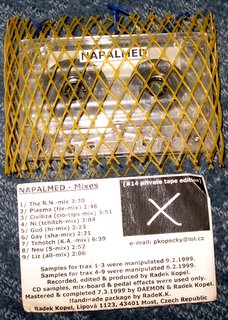 From the Czech Republic came Napalmed, the project of Radek Kopel. This is a remix tape of noise assaults done in 1999.